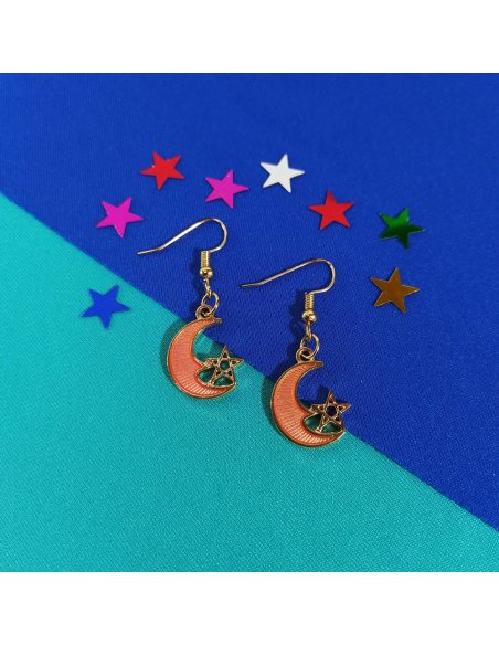 Aretes Luna Estrella en Colores