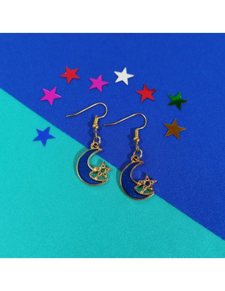 Aretes Luna Estrella en Colores