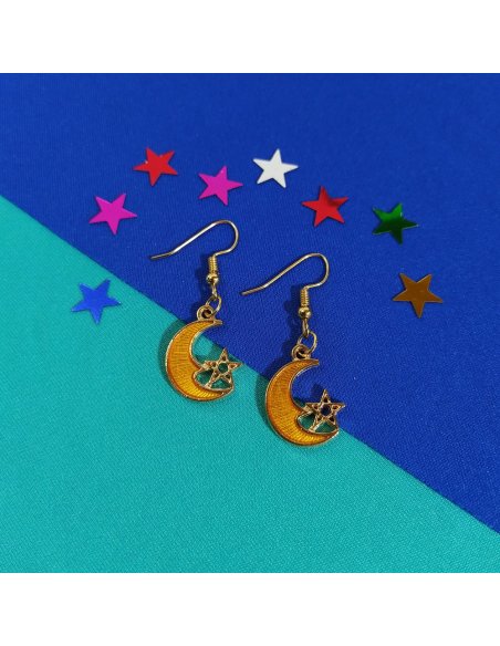 Aretes Luna Estrella en Colores