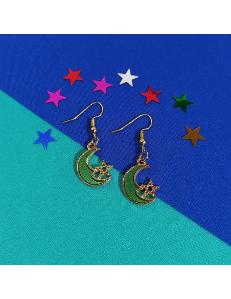 Aretes Luna Estrella en Colores