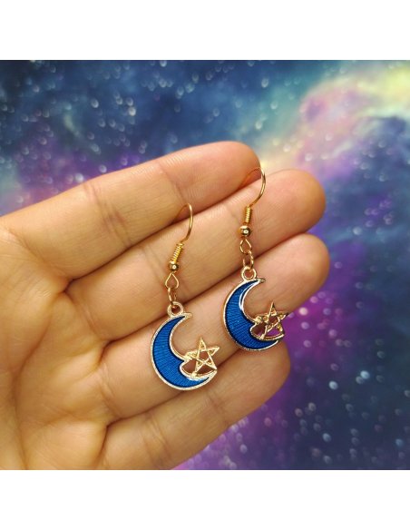 Aretes Luna Estrella en Colores