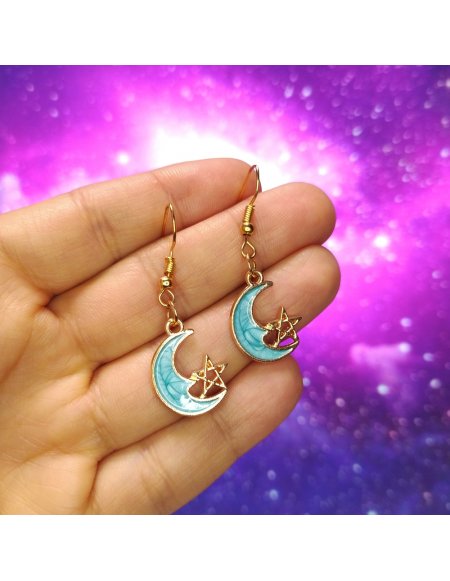 Aretes Luna Estrella en Colores