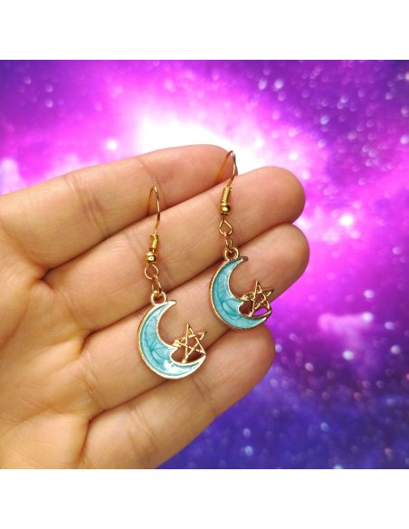 Aretes Luna Estrella en Colores