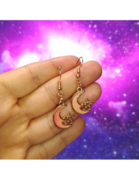 Aretes Luna Estrella en Colores