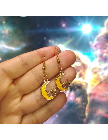 Aretes Luna Estrella en Colores