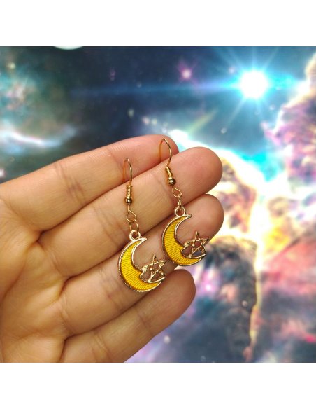 Aretes Luna Estrella en Colores