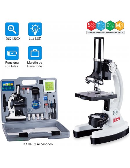 Microscopio Educativo para Niños Kit 52 Piezas...