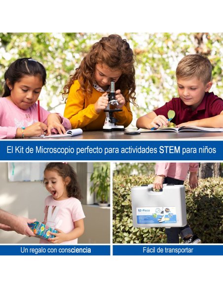 Microscopio Educativo para Niños Kit 52 Piezas 120x-1200x