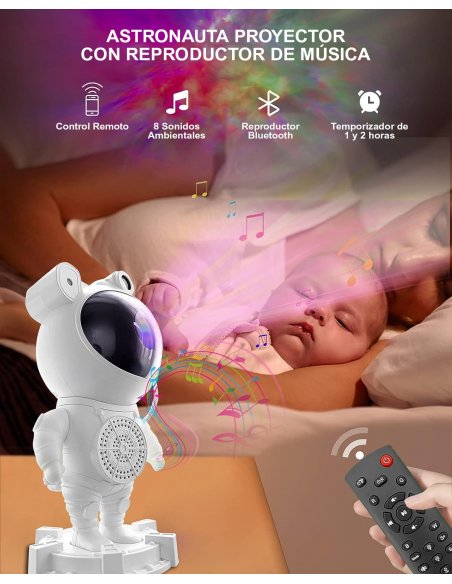 Astronauta Proyector de Nebulosa + Parlante Bluetooth