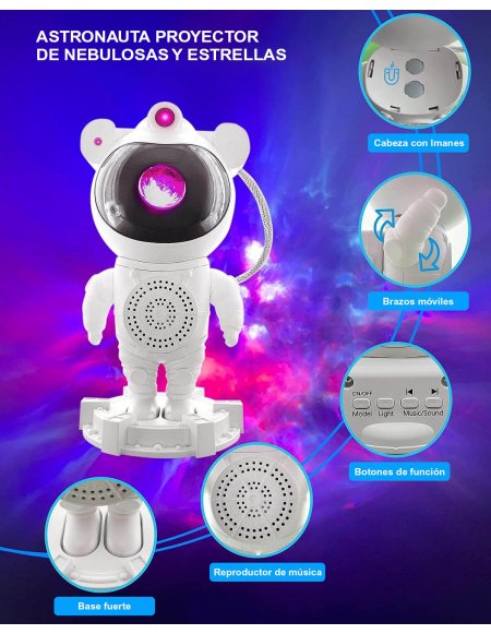 Astronauta Proyector de Nebulosa + Parlante...