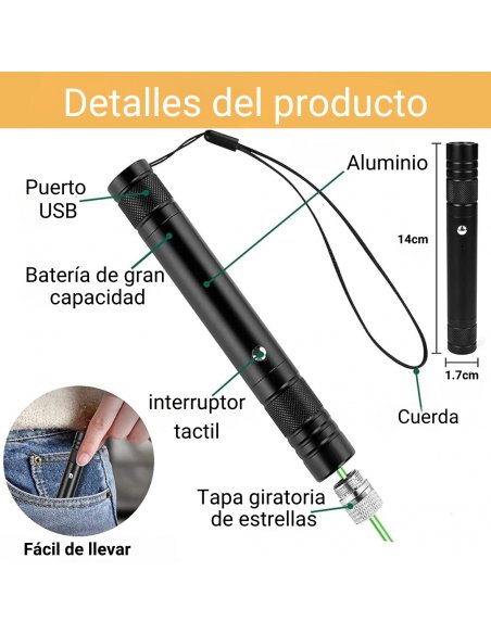 Láser Recargable de Largo Alcance