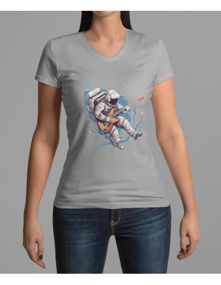 Camiseta Gris Astroguitarrista Dama CV