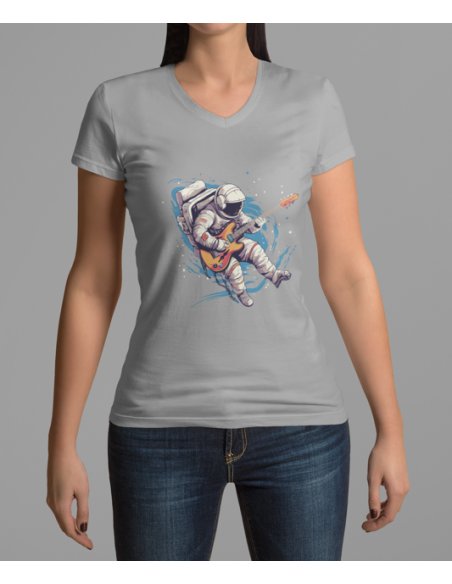 Camiseta Gris Astroguitarrista Dama CV