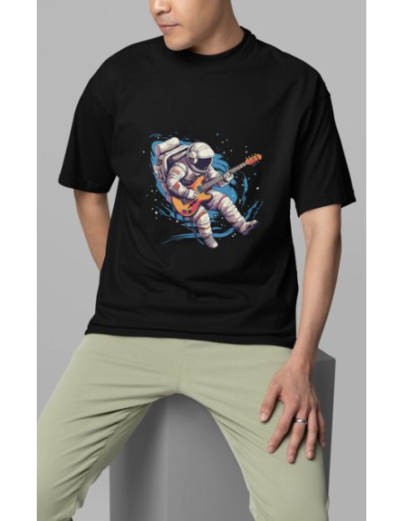 Camiseta Negra Astroguitarrista Unisex