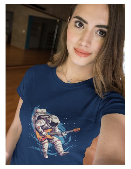 Camiseta Azul Astroguitarrista Dama CR