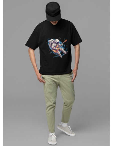 Camiseta Negra Astroguitarrista Unisex