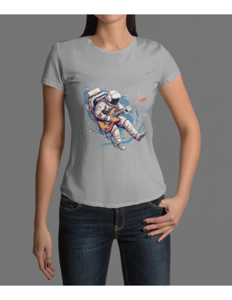 Camiseta Gris Astroguitarrista Dama CR