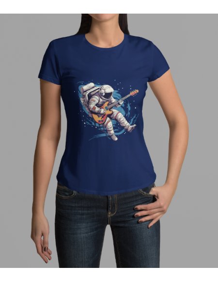 Camiseta Azul Astroguitarrista Dama CR