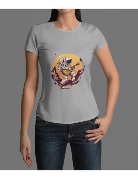 Camiseta Gris Astroguitarrista Dama CR
