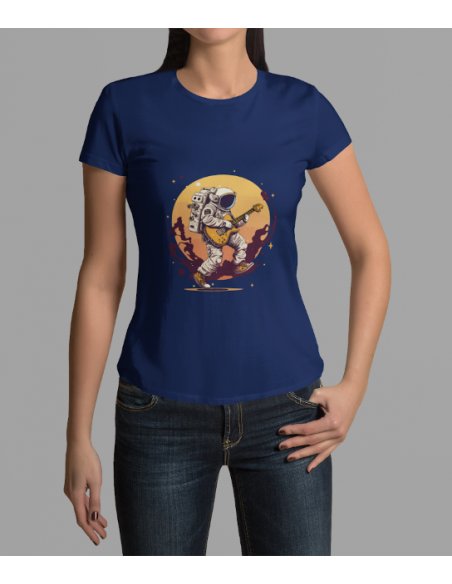 Camiseta Azul Astroguitarrista Dama CR