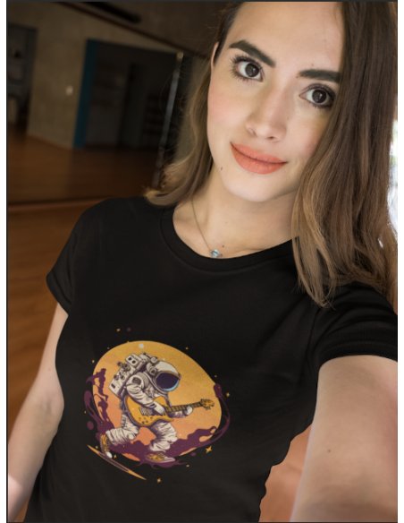 Camiseta Negra Astroguitarrista Dama CR