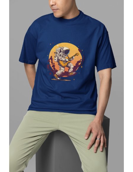 Camiseta Azul Astroguitarrista Unisex