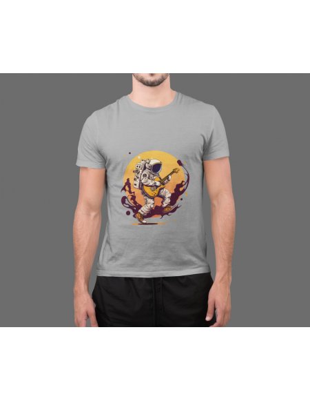 Camiseta Gris Astroguitarrista Unisex