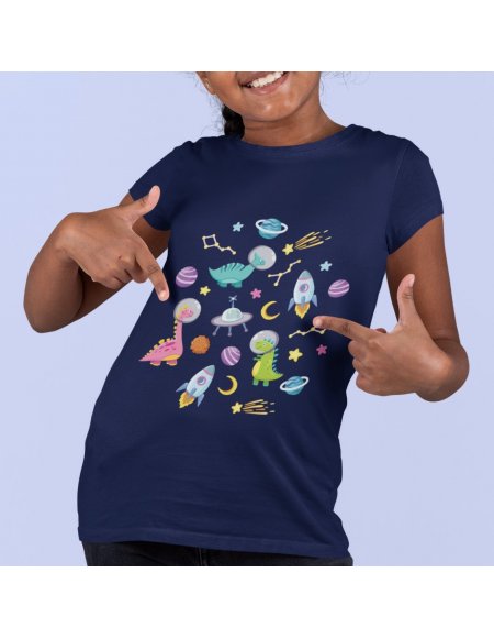Camiseta Dino Space Azul Oscuro