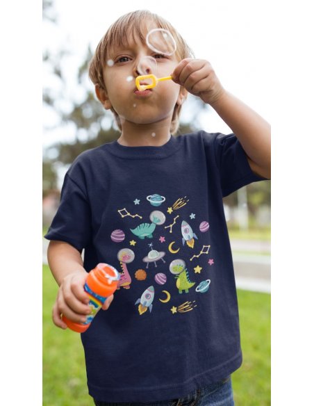 Camiseta Dino Space Azul Oscuro