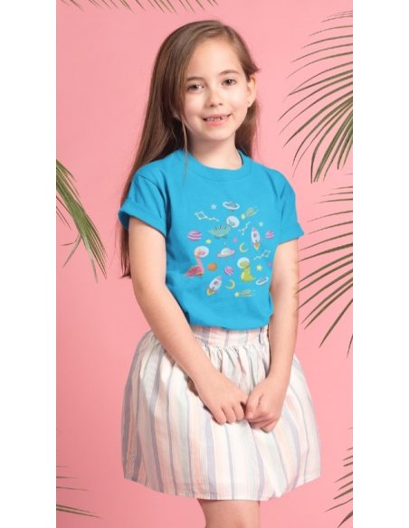 Camiseta Dino Space Azul Cielo