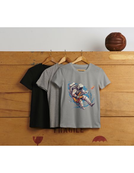 Camiseta Gris Astroguitarrista Dama CR