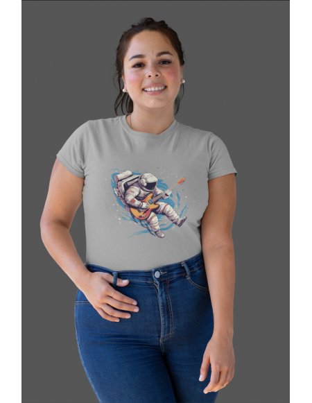 Camiseta Gris Astroguitarrista Dama CR