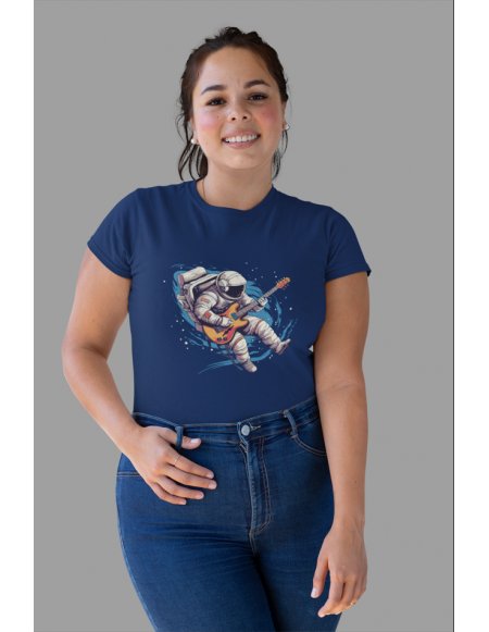 Camiseta Azul Astroguitarrista Dama CR