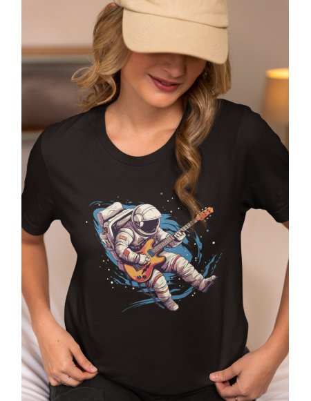 Camiseta Negra Astroguitarrista Dama CR