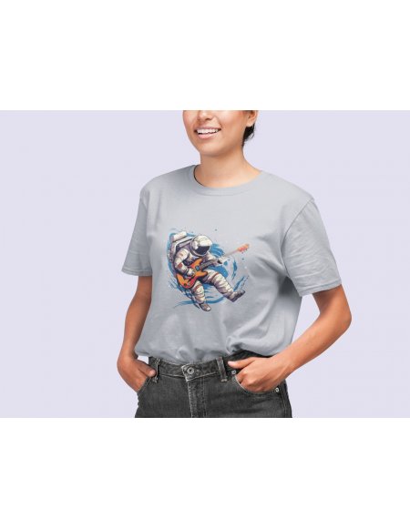 Camiseta Gris Astroguitarrista Unisex