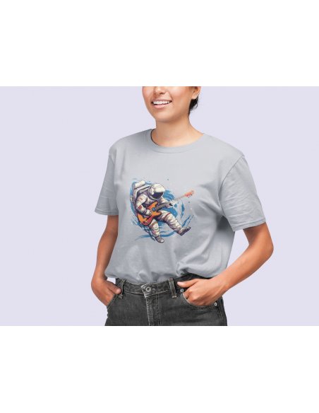 Camiseta Gris Astroguitarrista Unisex