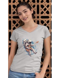 Camiseta Gris Astroguitarrista Dama CV