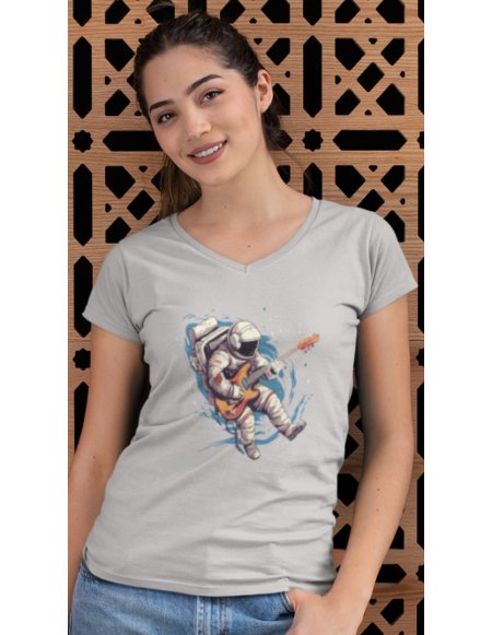 Camiseta Gris Astroguitarrista Dama CV