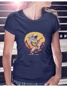 Camiseta Azul Astroguitarrista Dama CR