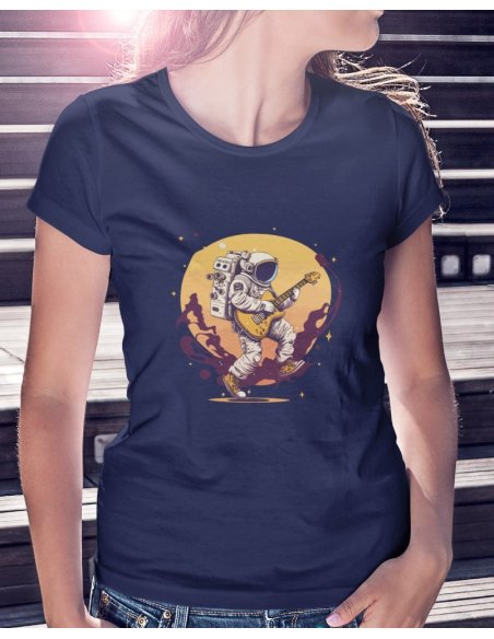 Camiseta Azul Astroguitarrista Dama CR