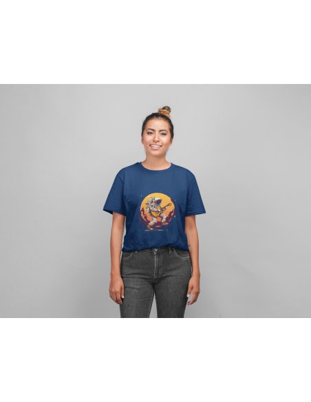 Camiseta Azul Astroguitarrista Dama CR