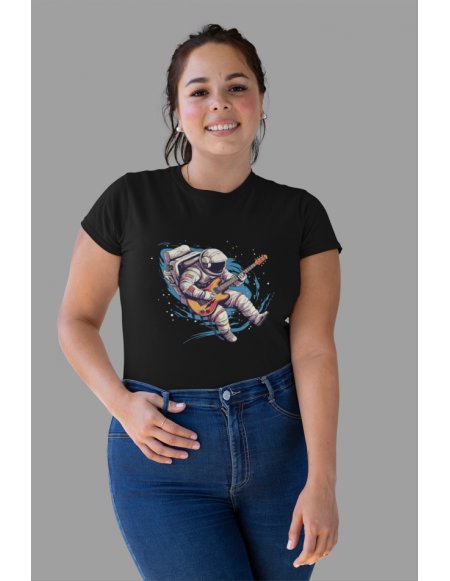 Camiseta Negra Astroguitarrista Dama CR