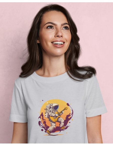Camiseta Gris Astroguitarrista Dama CR