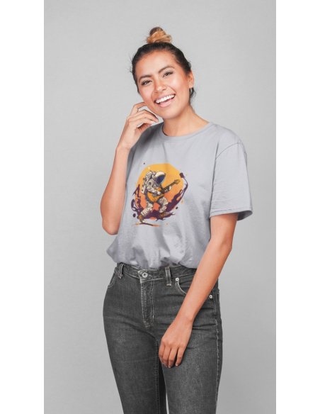 Camiseta Gris Astroguitarrista Unisex