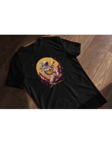 Camiseta Negra Astroguitarrista Unisex