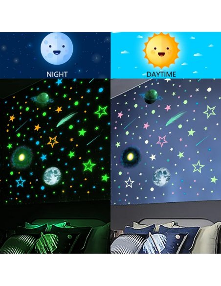 Stickers Luminosos Estrellas y Planetas de Colores