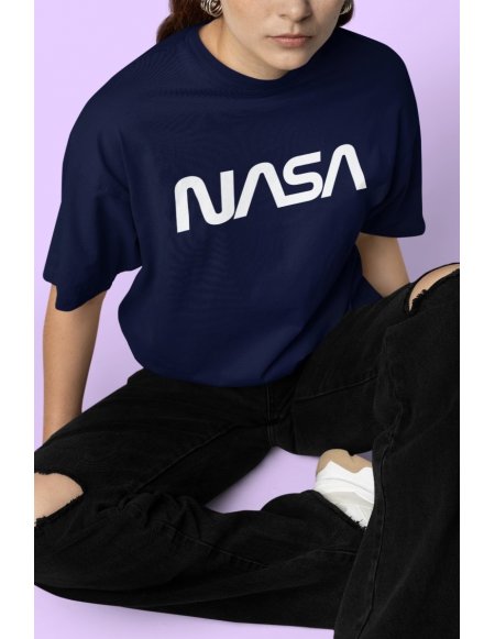Camiseta NASA Worm Azul Oscuro Unisex
