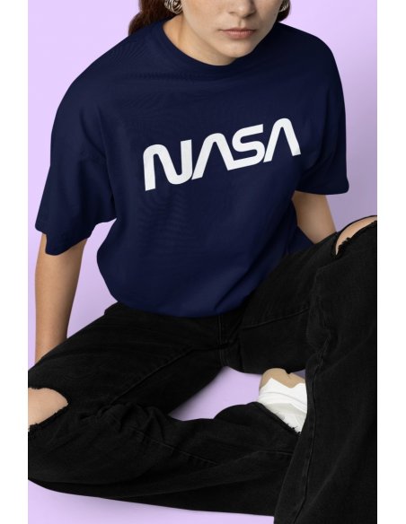 Camiseta NASA Worm Azul Oscuro Unisex