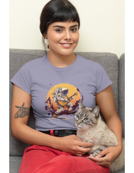Camiseta Lila Astroguitarrista Dama CR