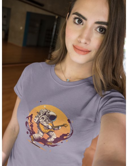 Camiseta Lila Astroguitarrista Dama CR